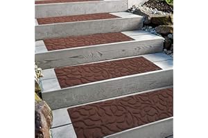 Aucuda Fall Outdoor Stair Treads Non Slip on Wooden Steps(6pcs 8.5" x 30") for Elders and Dogs in Thanksgiving with Rubber Backing, Autumn Runner Rug Brown Staircase Mat Carpet Indoor Farmhouse.