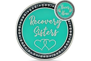 The Token Shop Recovery Sisters Sobriety Coin, Women's NA AA Chip Medallion, Celebrate Living Clean Sober, Never Alone Addiction Affirmation Token, NA, Alcoholics Anonymous Gifts for Women (Aqua)