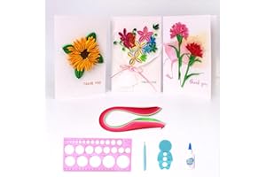 ACADOIT Greeting Card Quilling Cards Kit with Tool Fun Quilling Craft Kit Folded Cards for Beginners(Floral-2)
