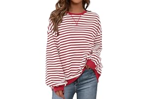 BTFBM Womens Oversized Striped Sweatshirt Crewneck Long Sleeve Pullover Top Casual Y2K Fall Clothes 2025 Workout Shirt