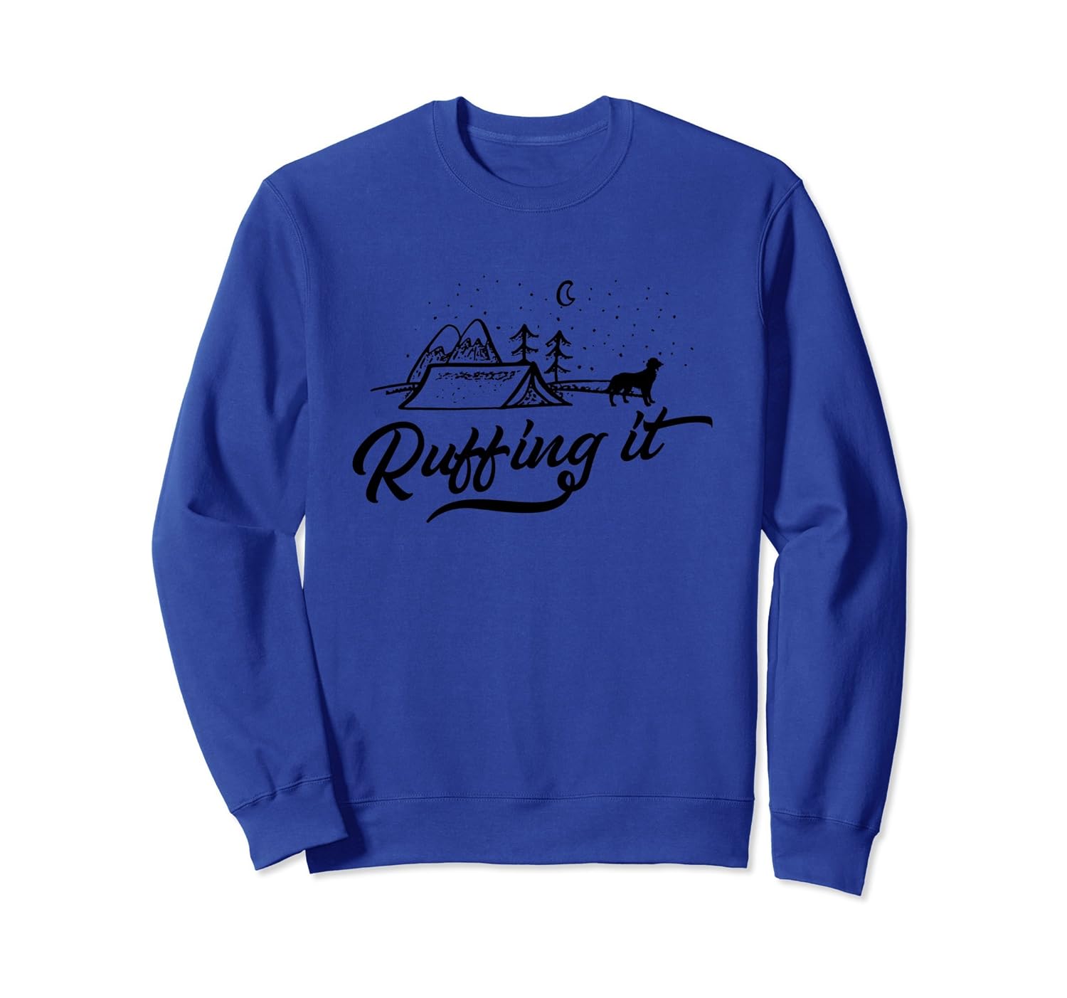 Ruffing It Funny Dog Camping Sweatshirt Women Camper Gift-Rose