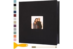 SEMFALBUUMS Self Adhesive Photo Album Black Pages Scrapbook Magnetic Photo Albums for 4x6 5x7 8x10 Pictures Books with Sticky Pages with A Metallic Pen for Baby Family Wedding 11x10.6 Black 40 Pages