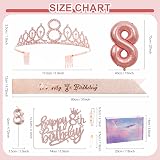 ZSYIULIA Rose Gold 5th Birthday Decorations Girl Sash Tiara Balloon Cake Topper view 2
