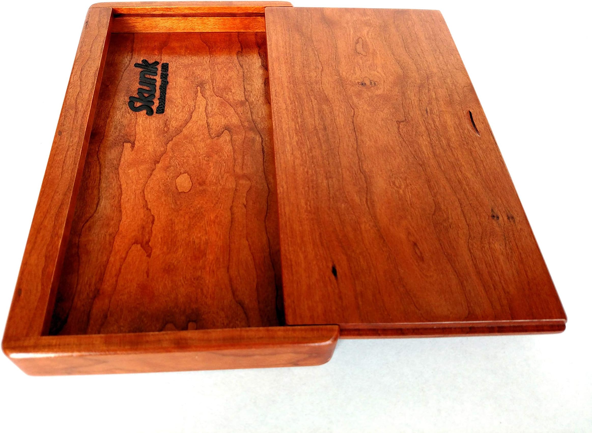 Skunk Woodworking Cherry Rolling Tray with Lid or Stash Box
