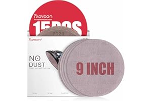 Faoyoon 9 Inch Sanding Disc Drywall Sandpaper, Dust Free Sanding Drywall Sander Pads, 15 Pack Assortment 80 | 120 | 220 | 320