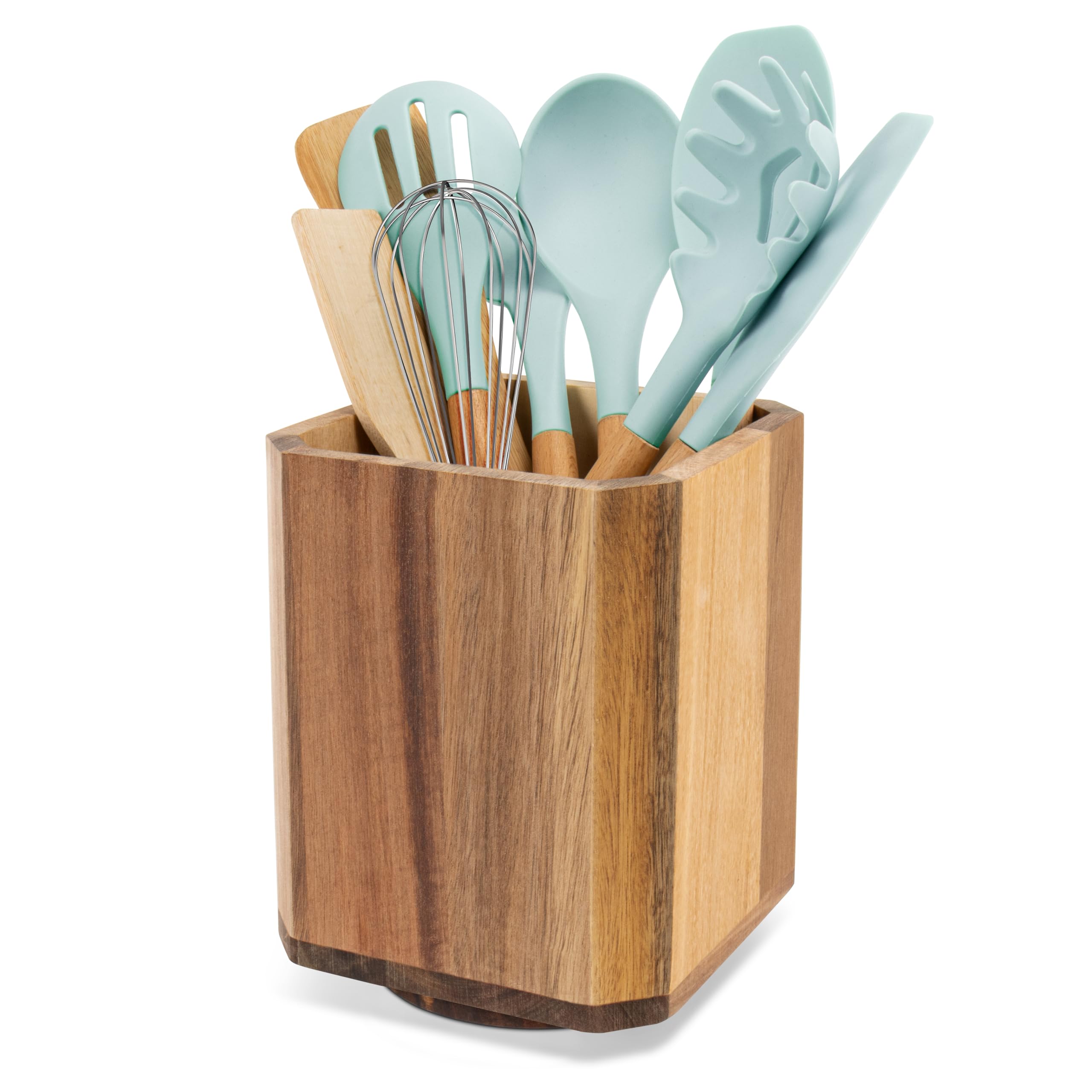 Photo 1 of ** DARK BROWN**
RedCall Acacia Wood Utensil Holder, 360° Rotating Large Cooking Utensil Organizer, Kitchen Tool Storage for Countertop,Spoon Spatula Holder for Kitchen Counter,Farmhouse Decor (1 Pack)