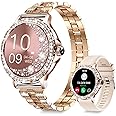 Smart Watches for Women (Answer/Make Call) with Diamonds, 1.3”HD Screen Bluetooth Smartwatch for Android iOS Phones, IP68 Waterproof Fitness Activity
