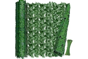 FUYCIEUM Artifical Ivy Privacy Fence Screen, 118 x 39 Inch Faux Ivy Vine Fence Panels with 50 Pcs Zip Ties, Expandable Privacy Fence for Balcony Indoor Outdoor Garden Backyard Decor