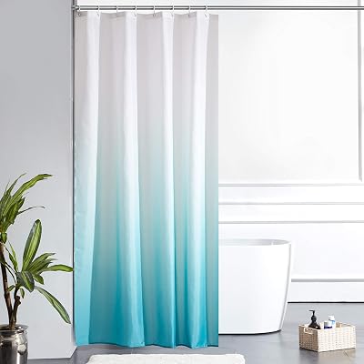 Furlinic Shower Curtain Polyester 120x200cm Mould Proof with 8 Hooks White