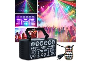 Wuzstar - 27-eye DJ party light with remote control, LED strobe effects, DMX control and sound activity, disc stage lighting 