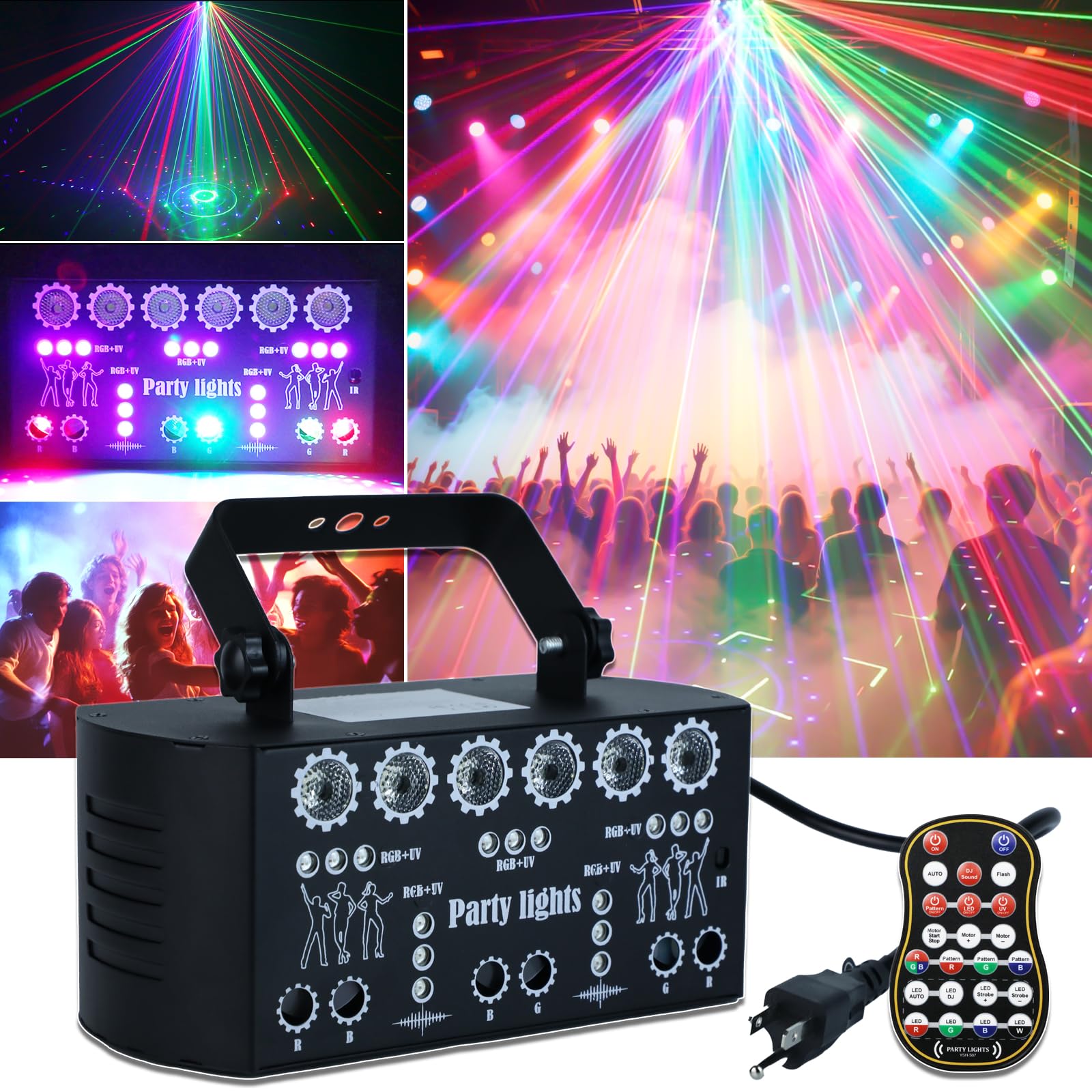 Photo 1 of Wuzstar 27-Eye Party DJ Light with Remote, LED Strobe Effects, DMX Control & Sound Activity - Disco Stage Lighting for Clubs, Weddings, DJ Shows, Xmas, Halloween