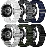 6 Pack Stretchy Bands Compatible with Samsung Galaxy Watch 7 6 5 4 40mm 44mm/Galaxy Watch 6 4 Classic 42mm 46mm 43mm 47mm/Galaxy 5 Pro 45mm/Active 2, 20mm Elastic Nylon Sport Strap for Men Women