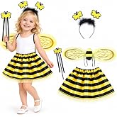 Seawhisper Girls Dress Up Costume Set Ladybug Bee Butterfly Fairy Ages 3-6 | Choose Single Costume or 4-in-1 Dress Up Trunk, Includes Tutu Skirt, Wings, a Princess Wand, Role Fun, Halloween Ready