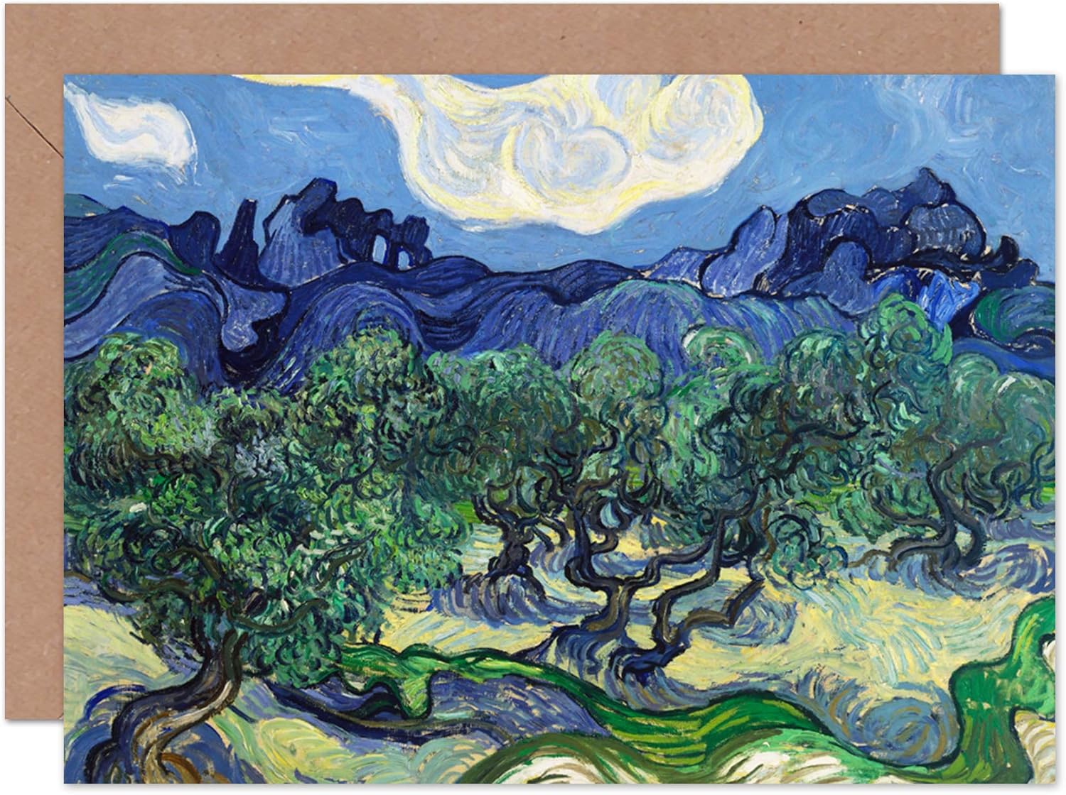 Artery8 Vincent Van Gogh The Olive Trees Fine Art Greeting Card Plus Envelope Blank Inside, 17.5 x 12.5 cm