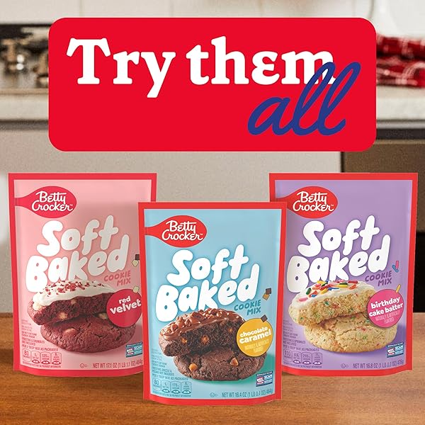 BETTY CROCKER SOFT BAKED COOKIE MIX, BIRTHDAY CAKE BATTER FLAVORED, 16.8 OZ