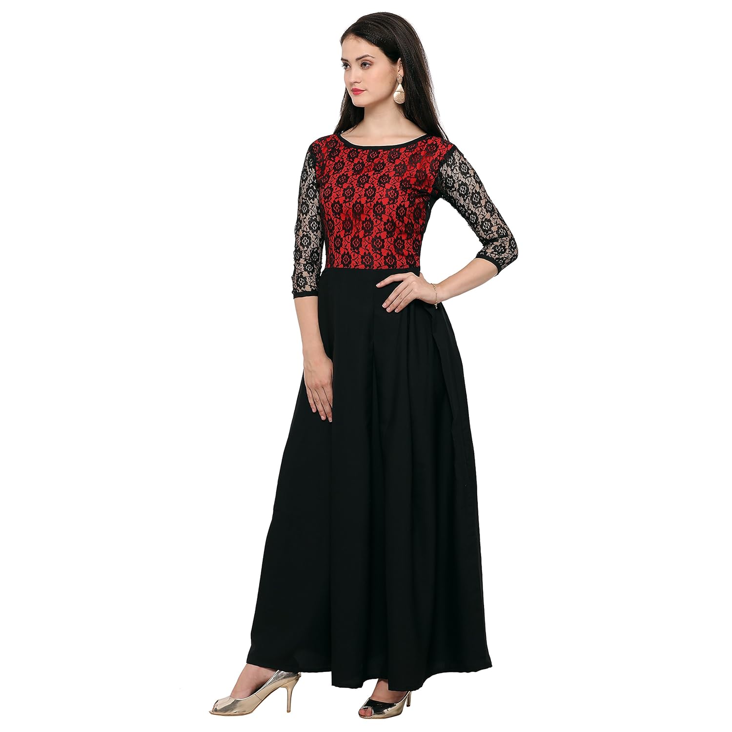 brahmani creation surat women's crepe dress (black)