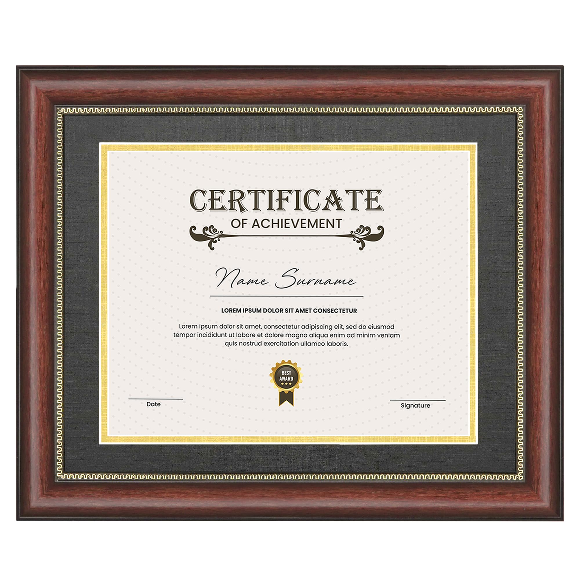 Photo 1 of JackMa 11x14 Diploma Frame with HD Real Glass, Display 8.5x11 diploma with Paper Mats or 11x14 picture without Mat, Tabletop & Wall Mount Document Frame, Chestnut 8.5 by 11 degree certificate frame