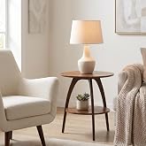 Martin Svensson Home LAX Mid Century Round Wood End Table Nutmeg &amp; Espresso | Retro Modern, Solid Grain Side Table with Lower Shelf, Small Accent Table for Living Room or Nightstand