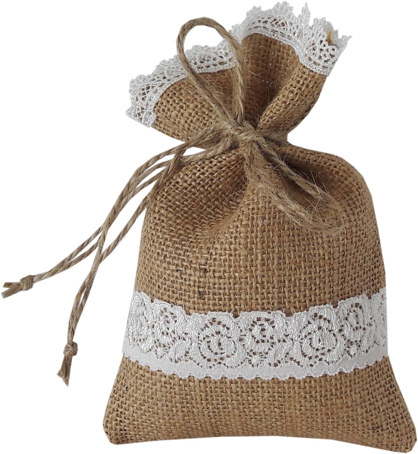 Goodie Gifts Rustic Burlap Wedding Favor Bag 5x7 inches Drawstring Pouch 10 pcs