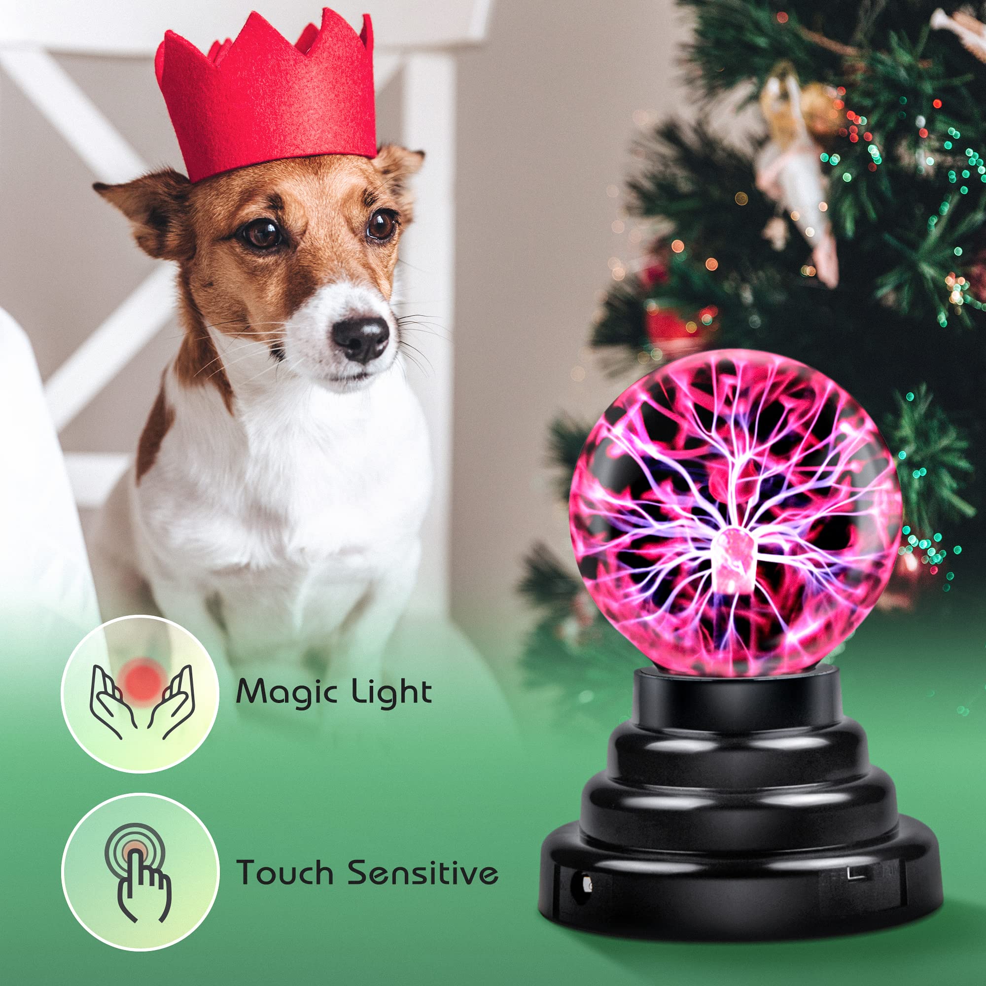 Flashmen Plasma Ball Science Toy for Kids Touch Sensitive Plasma Globe Decorative Lamp Novelty Toy Halloween Christmas 3 inch