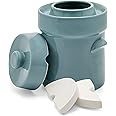 Fermentation Crock Jar Sauerkraut Crock -For Onggi Kimchi Pot (1.3 Gallon) Ceramic Fermenting Crock with Glazed Weights for Fresh Chinese Pickle, Kimchi & Kombucha - Stoneware Pickling Crock
