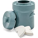 Fermentation Crock Jar Sauerkraut Crock -For Onggi Kimchi Pot (1.3 Gallon) Ceramic Fermenting Crock with Glazed Weights for Fresh Chinese Pickle, Kimchi & Kombucha - Stoneware Pickling Crock