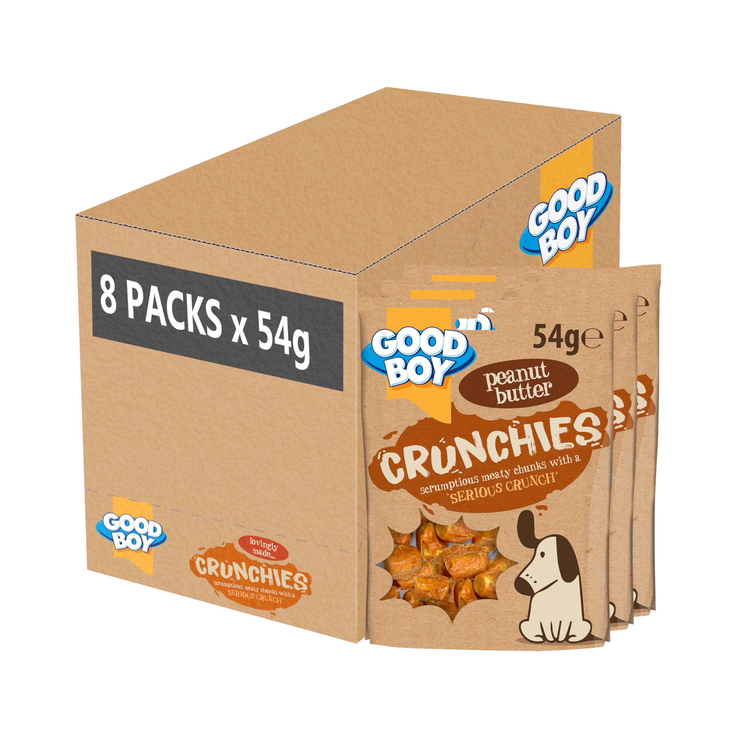 Good Boy Crunchies Peanut Butter - Natural Dog Treats - Training Treats - Bulk Box - 8 x 54g