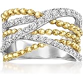 Ross-Simons 1.00 ct. t.w. Lab-Grown Diamond Highway Ring in Sterling Silver and 18kt Gold Over Sterling