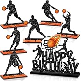Blosssound 7 Pcs Basketball Party Table Decoration Wooden Sport Table Centerpieces Basketball Birthday Wooden Centerpieces Signs Sport Player Silhouette Birthday Party Supplies