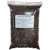 Potting Soil- Premium Soil Mix with Mycorrhizae, Fibrous Peat Moss and with Natural Volcanic Perlite, High Porosity, an Ideal
