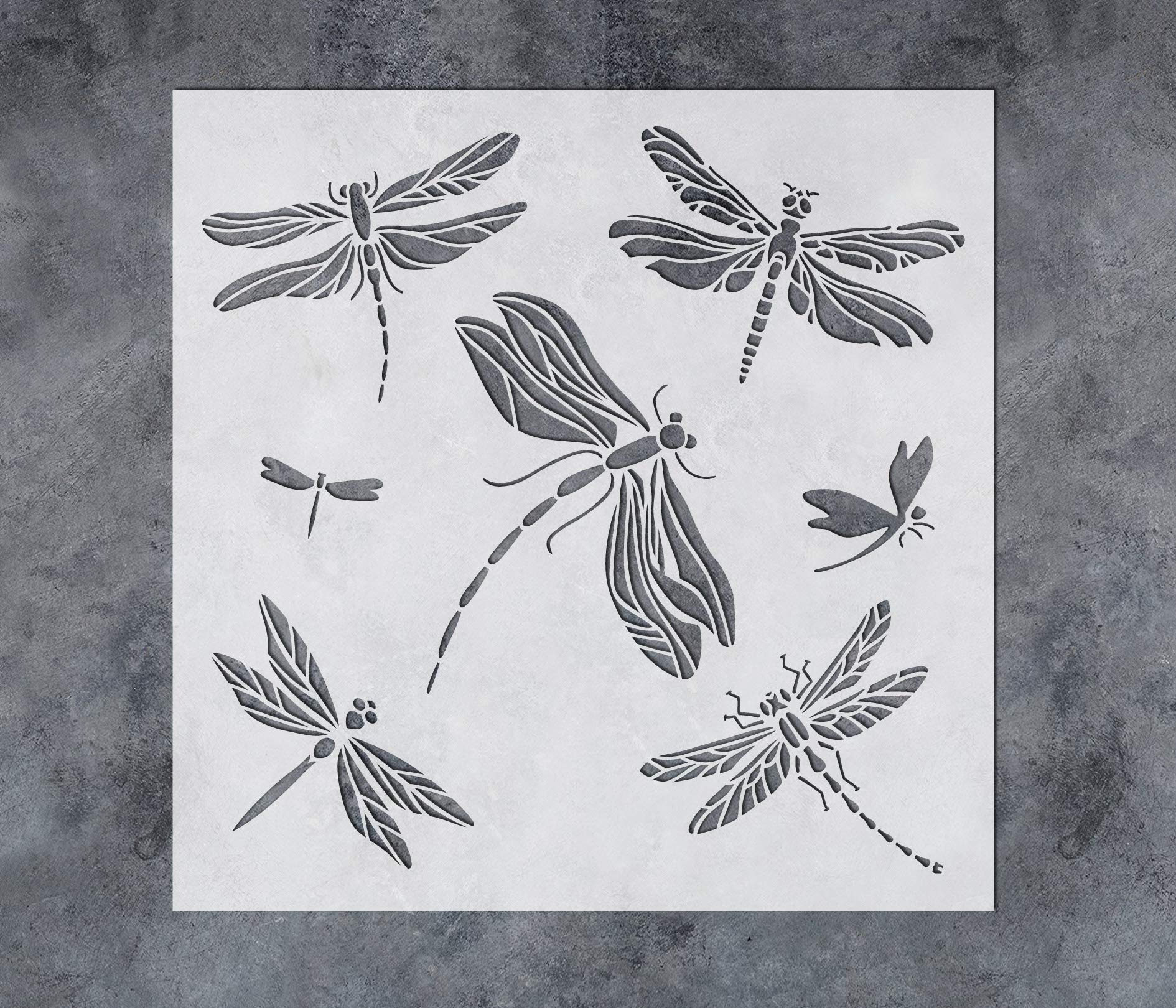 GSS Designs Dragonfly Stencil 12x12 Inch - Reusable Stencils for Painting Furniture Craft Garden Wood Signs Baking Wall Canvas Pillows