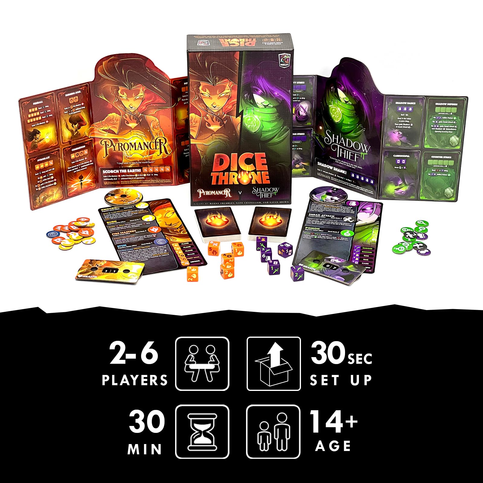 Dice Throne - Two Hero Box - Pyromancer v Shadow Thief - Fast Playing Collectible Tabletop Game