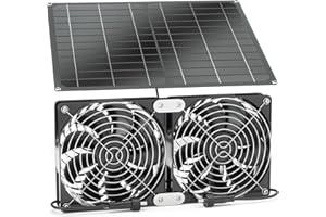 LURMGM Solar Fan, 25W Solar Powered Fan with Two IPX7 Waterproof Fans for Outside Greenhouse Shed Chicken Coop, Exhaust Intake Mounting Way and Solar Panel Fan Kit