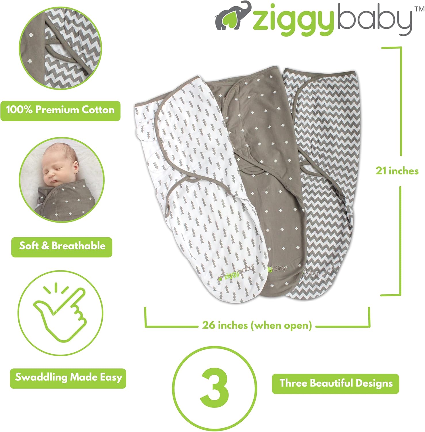 Swaddle Blanket, Adjustable Infant Baby Wrap, Soft Cotton in Ultra Grey - Baby Swaddle Blanket, Baby Swaddles 0-3 Months, Swaddle Blankets for Baby Boy, Baby Boy Swaddle, Baby Boy Swaddle Blanket: Baby