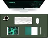 K KNODEL Large Office Leather Desk Mat 90x43cm Dark Green PVC Keyboard Pad