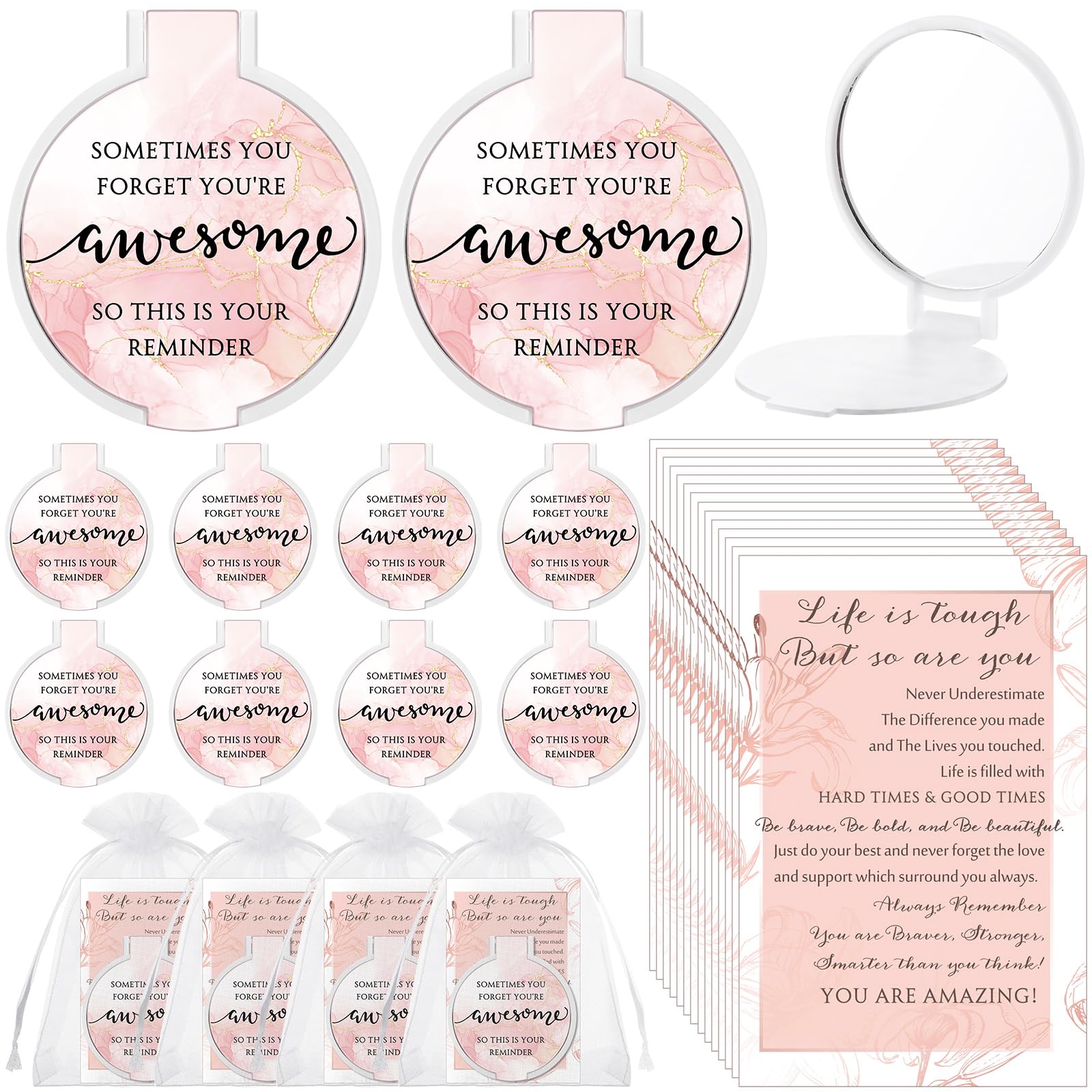 Photo 1 of **MISSING PARTS**
Cinnvoice 25 Set Inspirational Compact Mirrors for Women Mothers Day Sometimes You Forget You're Awesome Double Sided Folding Pocket Mirror for Employee Coworker Staff Mom Birthday(Pink Marble)