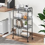 4-Tier Rolling Cart On Wheels Metal Kitchen Bathroom Storage view 6