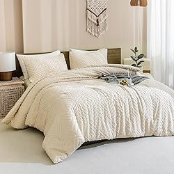 Andency Queen Comforter Set Beige, 3 Pieces Queen
