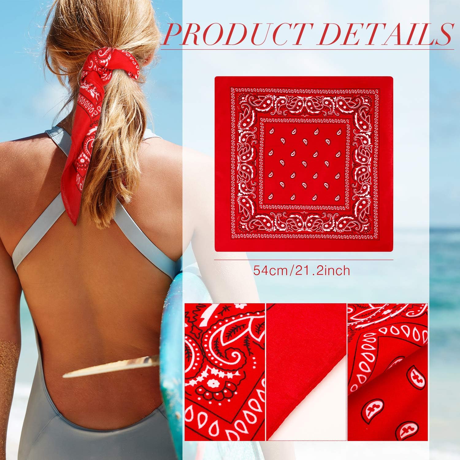 Paisley Bandanas Set Multicolor Cowboy Bandana Unisex Print Head Wrap Scarf Wristband (24, 21 colours): Clothing