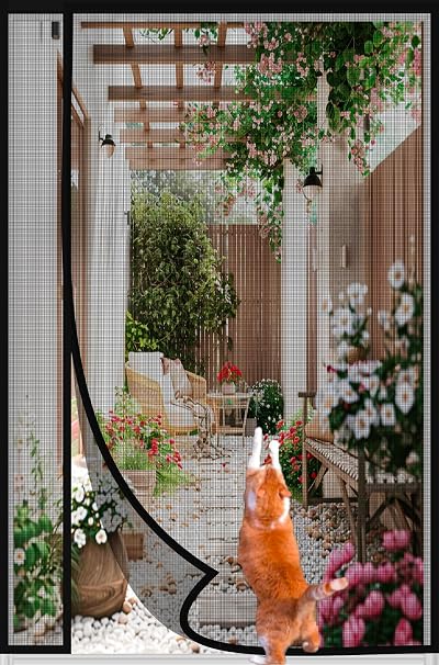 DIKER Side Opening Magnetic Fly Screen Door 70x200cm Black