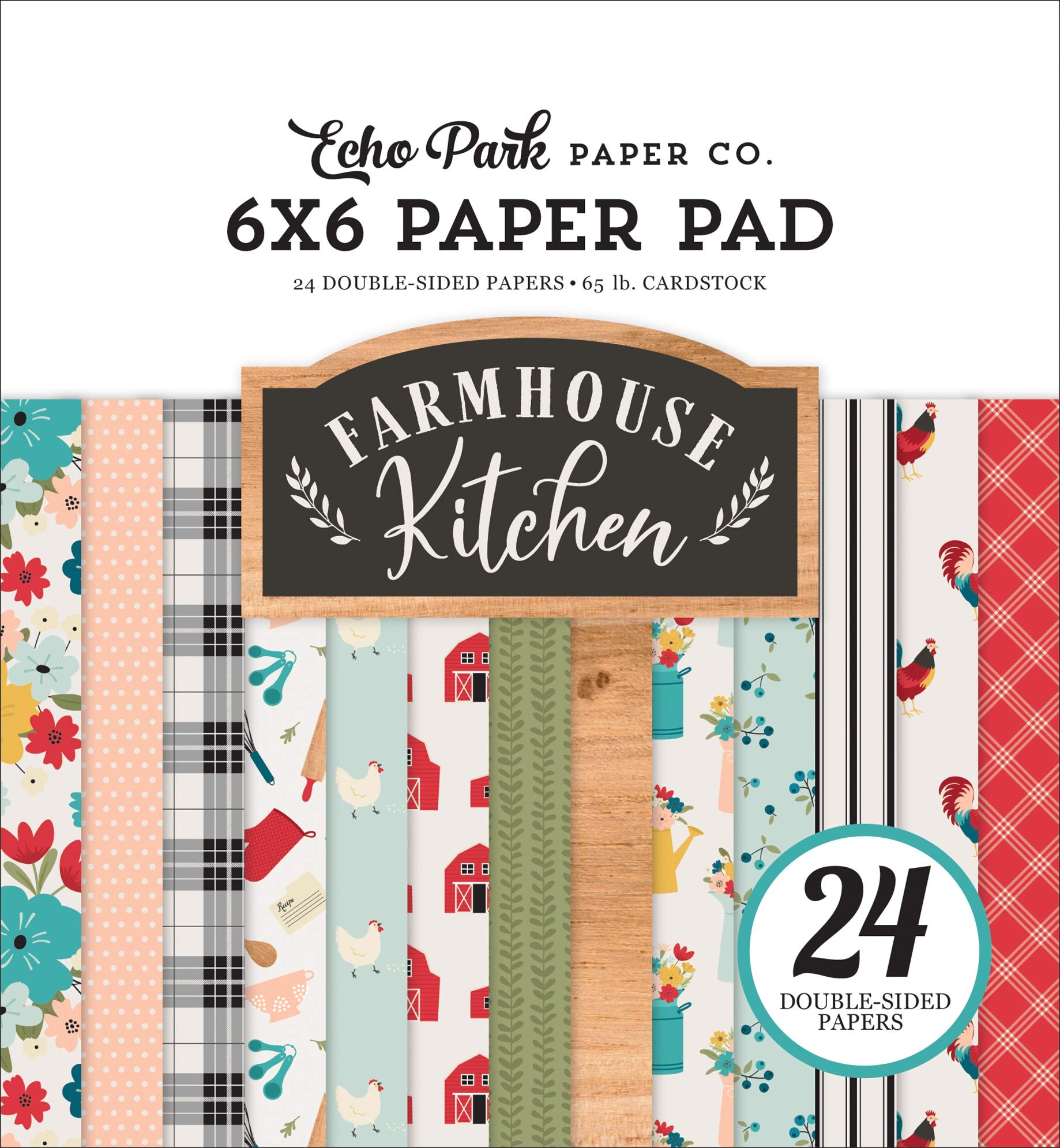 Echo Park Double-Sided Paper Pad 6"X6" 24/Pkg-Farmhouse Friends, 12 Designs/2 Each