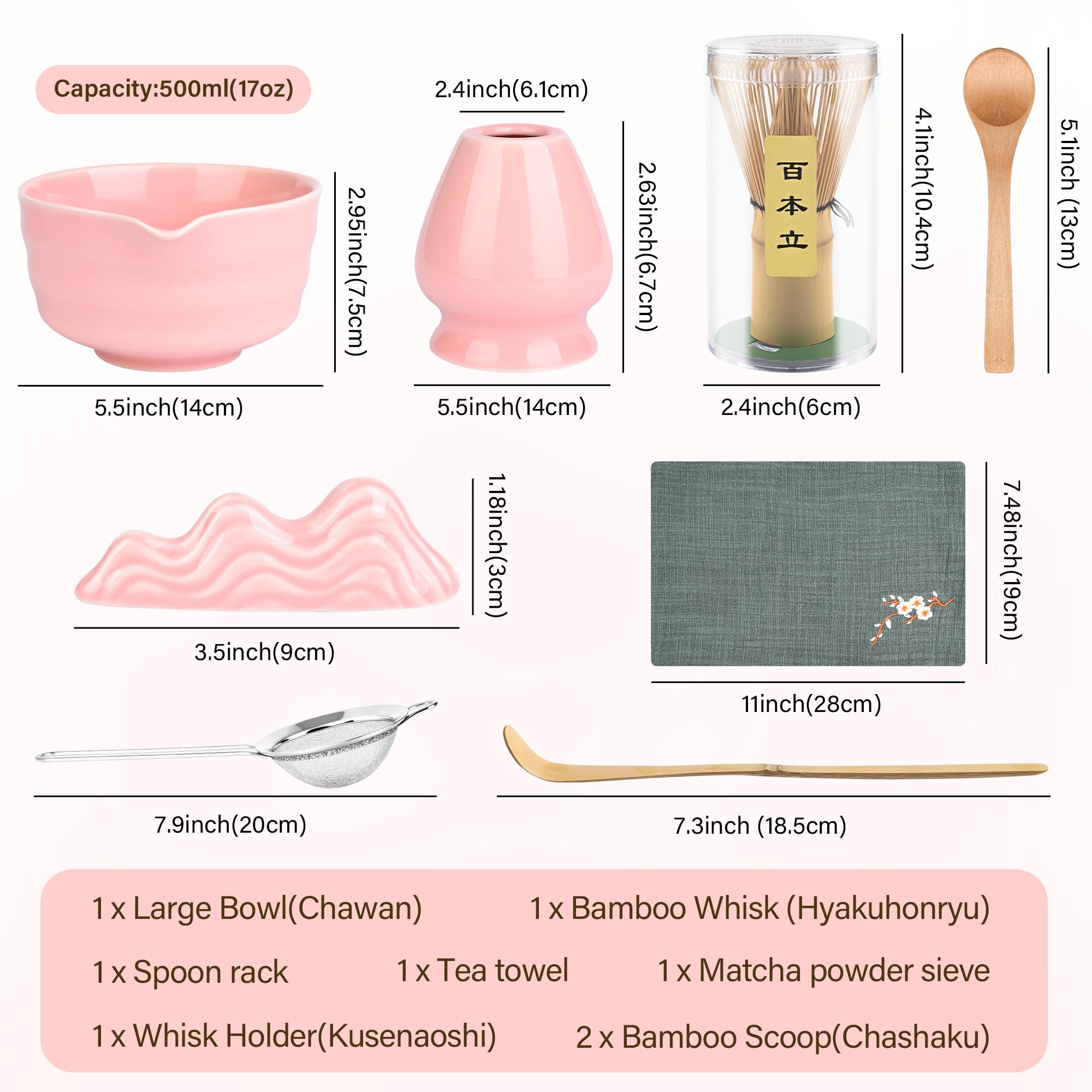 Matcha-Schneebesen-Set – Japanisches Matcha-Tee-Set für den Haushalt für Teeliebhaber (Pink) 2
