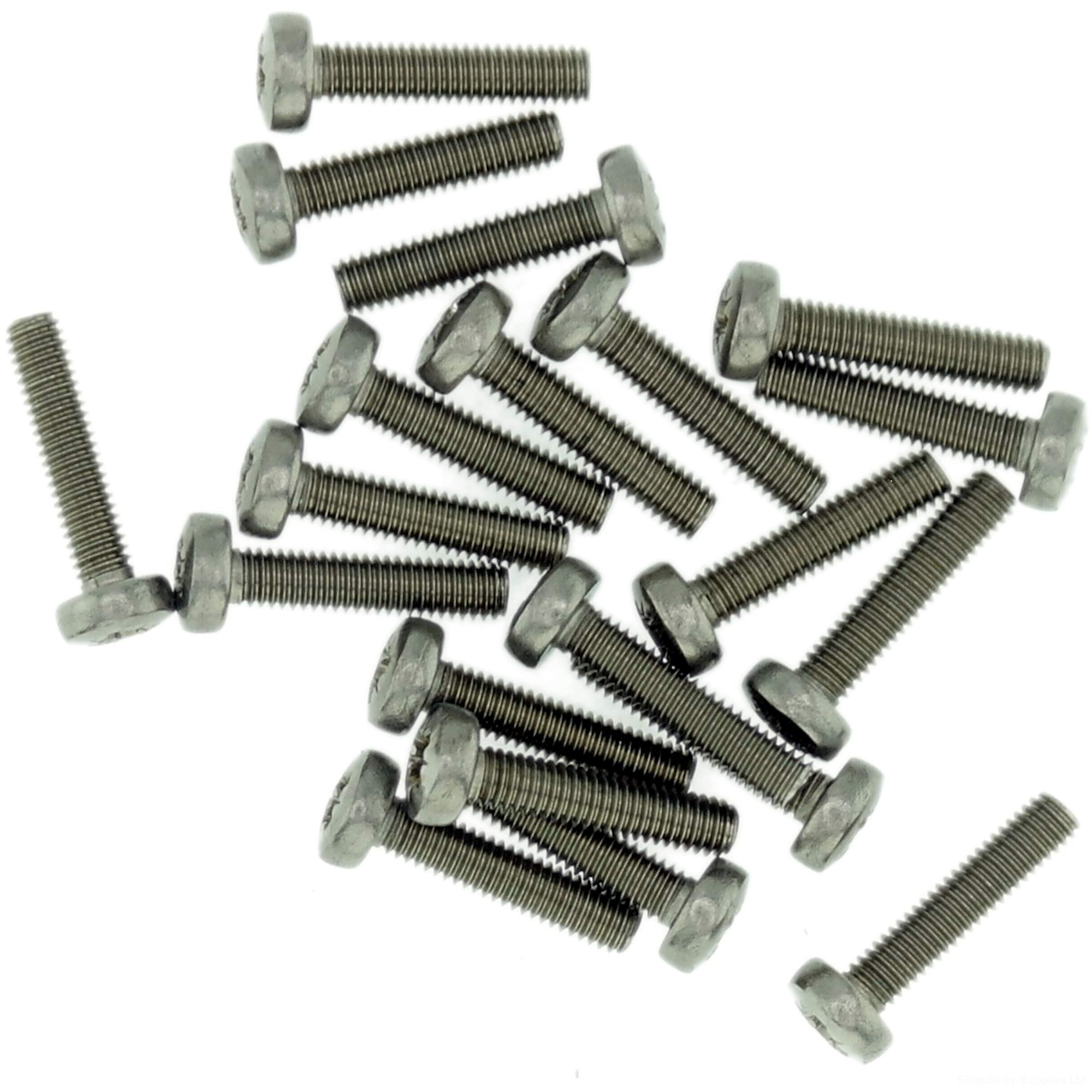 M3.5 (3.5mm x 8mm) Pozi Pan Machine Screw (Bolt) - Stainless Steel (A2) (Pack of 20)