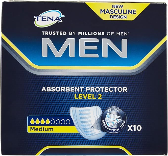 Tena For Men Level 2 Odour Control Incontinence Pads, 10