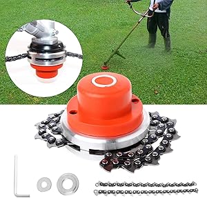 WICHEMI Lawn Mower Chain Weed Trimmer Head 65Mn Grass Brush Cutter Weed Eater Blade Outdoor Garden Tools Universal (Orange)