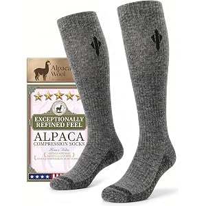 Heat equation Alpaca Compression Socks for Men & Women, 15-20 mmHg Knee High Graduated Circulation Support, Moisture Wicking