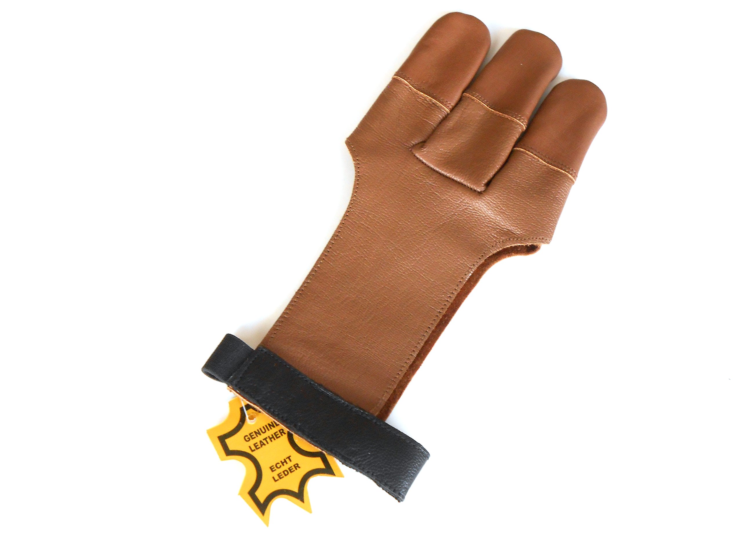 Quality Genuine Leather Traditional Archery Gloves Full Tip Shooting Gloves. (Medium)