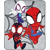 Spidey & His Amazing Friends Plush Throw Blanket - Measures 50 x 60 Inches - Kids Super Soft Fleece Bedding Features Ghost Spider Gwen & Miles Morales
