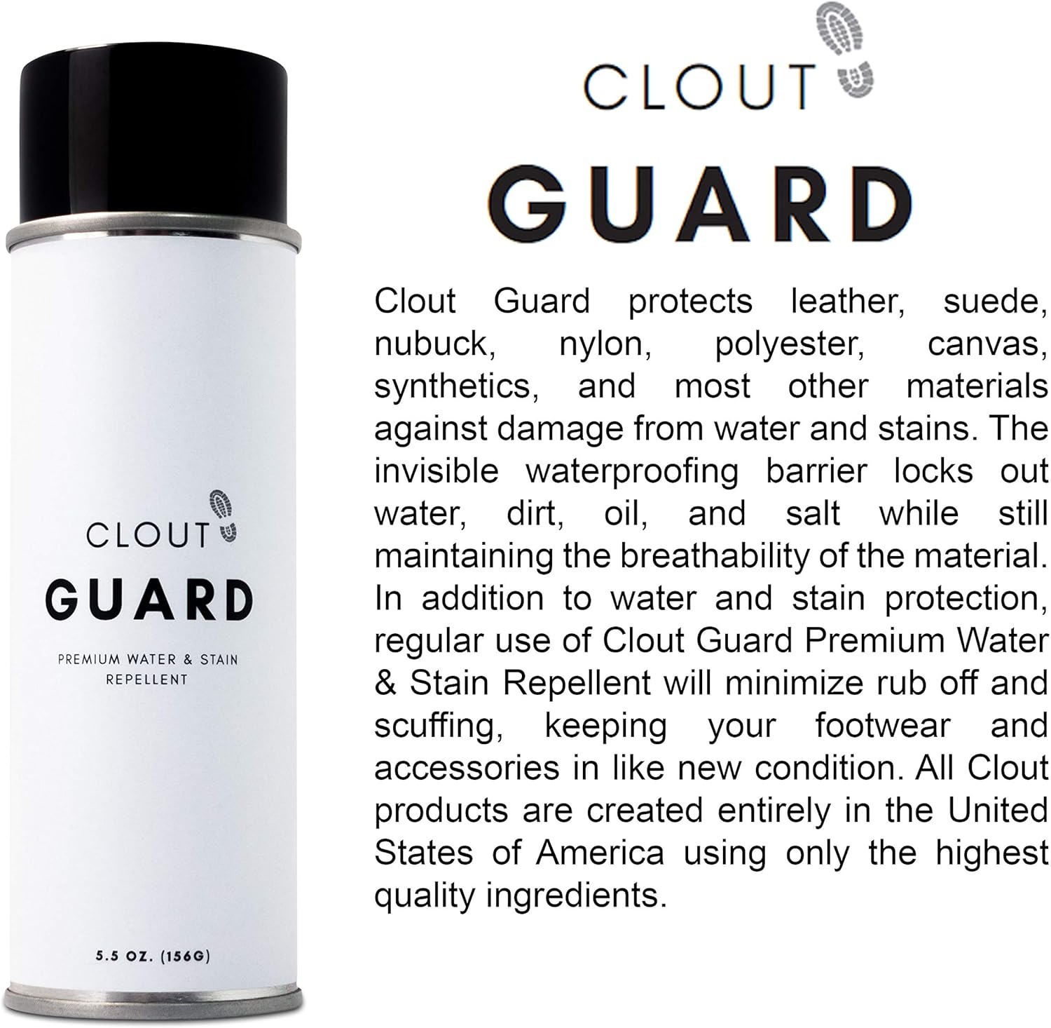 Clout Guard - Premium Water and Stain Repellent - Waterproof and Protect Suede, Leather, Nubuck, Fabric, Nylon, Polyester and More - Sneakerhead Protector for All Sneakers, Shoes, Boots, Accessories: Shoes