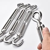 M12 Eye & Hook Turnbuckle,Alele 304 Stainless Steel Turnbuckle Wire Rope Tension Heavy Duty Turnbuckles for Cable Railing Wire Rope Hardware Kit